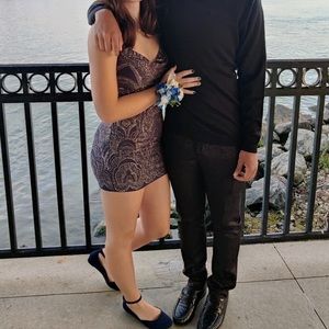 BEAUTIFUL navy/rose gold dress